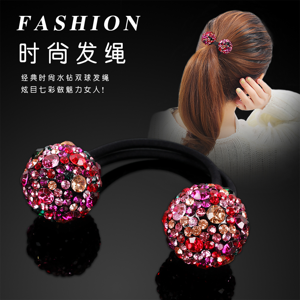 水钻韩国气质简约风大圆球发绳