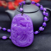 民族风水滴紫色老蜜蜡毛衣链琥珀男女款 项链吊坠配饰圆珠链新品