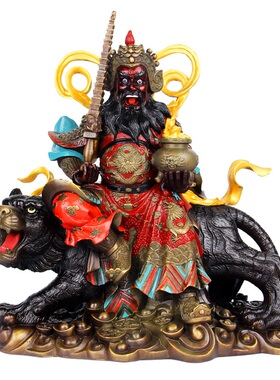 赵公明摆件黄铜财神骑虎像武财神