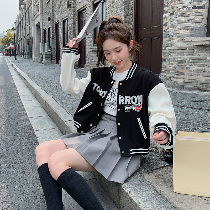 现货新款！学院风棒球服春款短外套150-C8180-P105-K158,女装短外套,浙宝007（原150)