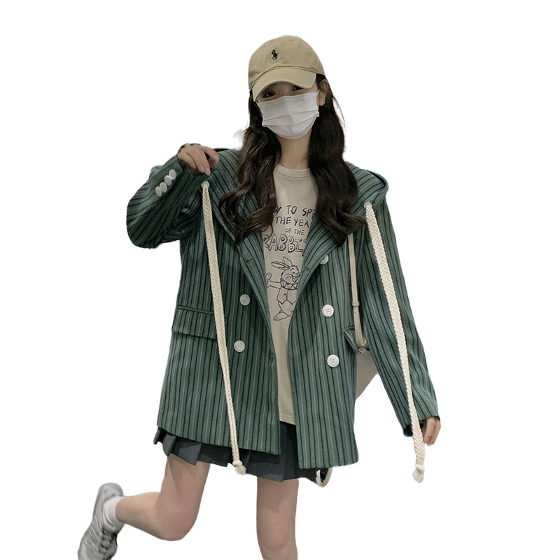 新款现货！条纹外套女春款时尚大帽子西装150-8253-P115-K168,女装短外套,浙宝007（原150)