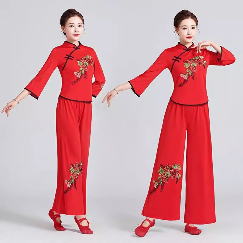 广场舞服古典舞扇子舞女秧歌服民族舞蹈服腰鼓演出服春夏季中老年
