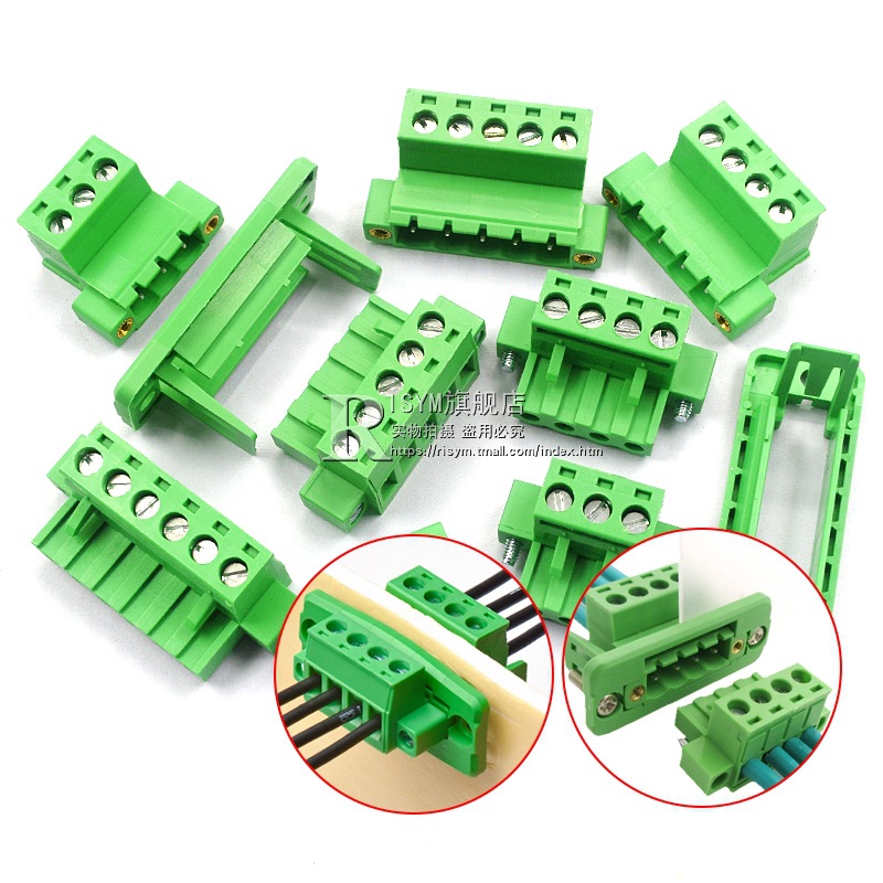 穿墙免焊对接2EDGWC 5.08mm带法兰固定面板 2P/3/4/5/12P接线端子