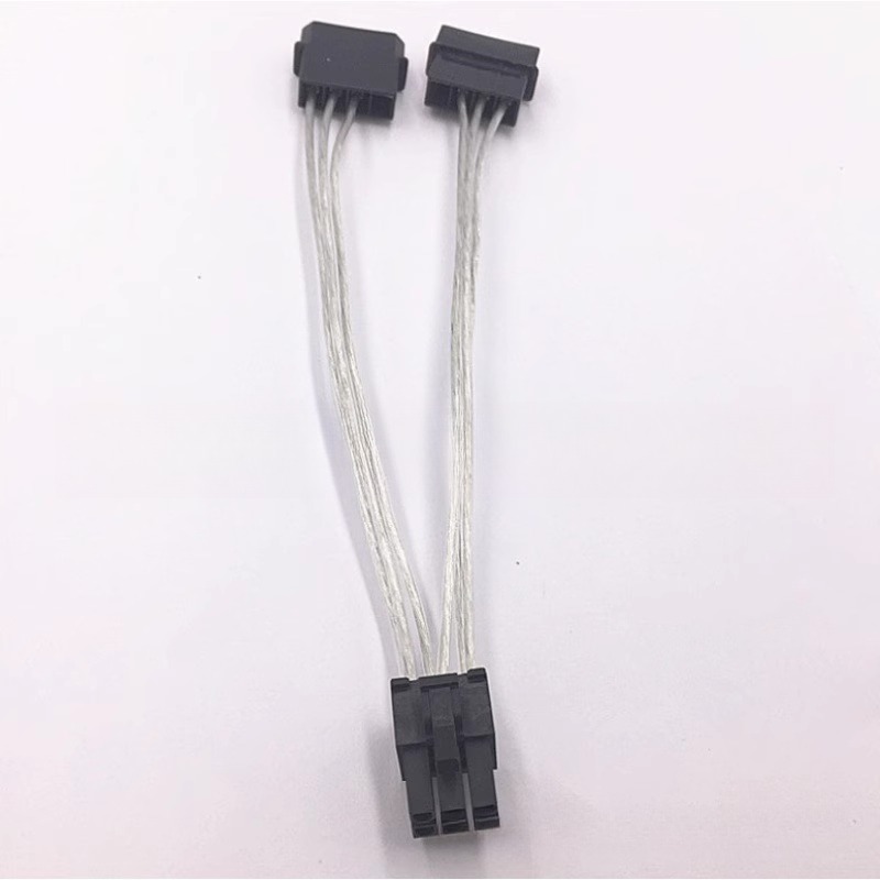 双D型大4P IDE电源线转6PIN显卡供电线 转接线 双4P转显卡6P