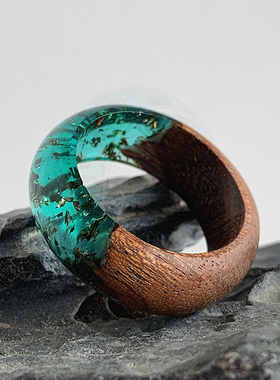 原创设计风树脂吊坠情侣礼物戒指