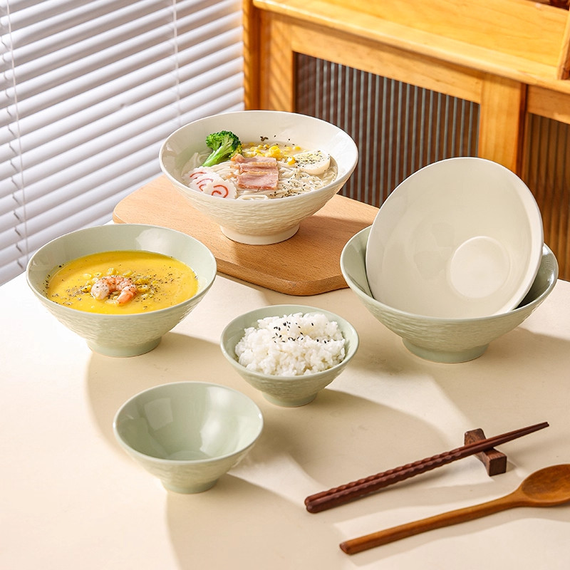 创意陶瓷拉面碗斗笠碗家用吃饭碗釉下彩餐具高级感汤碗轻奢面条碗图片