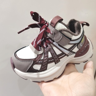 Abckids童鞋秋冬季清仓同步专柜款女童跑步二棉加短绒休闲运动鞋