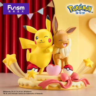 跨境 玩乐主义 宝可梦皮卡丘手办伊布宠物小精灵潮玩公仔玩具正版