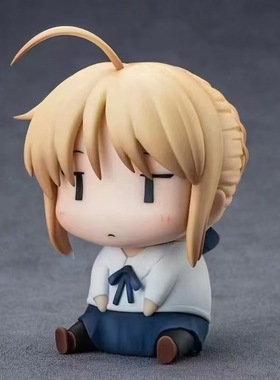 跨境Q版坐姿塞巴滑稽脸Fate/stay night UBW saber二次元手办摆件