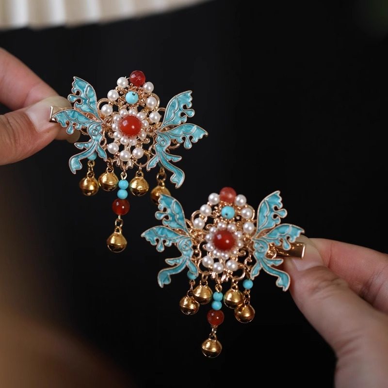 古风少女蝴蝶发夹国风lolita双丸子头发饰烧蓝夹子刘海侧边夹头饰,饰品/流行首饰/时尚饰品新,发饰,淘宝优惠券,粉丝福利购,淘宝优惠卷