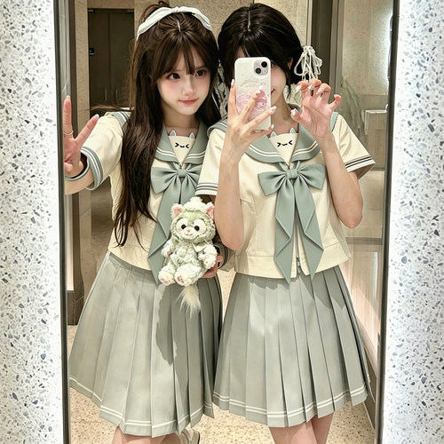 原创jk制服套装学院风可爱甜妹日系短袖学院风日系收腰正版水手服