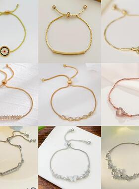 欧美轻奢手链ins小众设计几何抽拉可调手环网红百搭时尚手饰