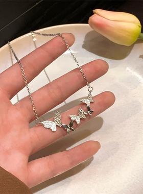 锆石蝴蝶项链女夏通勤精致小众设计感2023新款时尚百搭日韩ins风