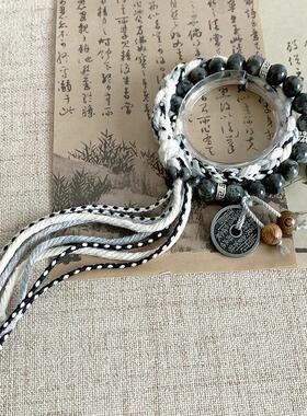 古装无极花钱双生太极山鬼手绳新中式男女复古款手串藏式编织礼物