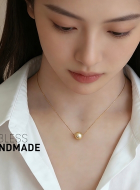 原创南洋金纯银路路通珍珠项链