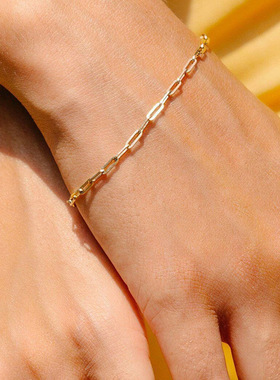 含金量5%进口14K包金小方链手链