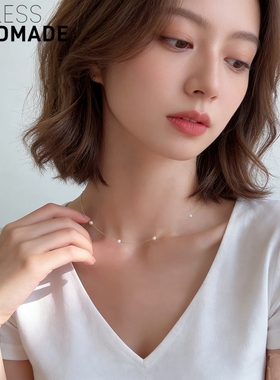 不掉色天然珍珠悬浮感满天星项链