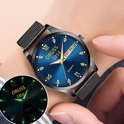 高档简约风夜光双日历机械手表