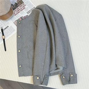 今年流行韩系潮流小个子西服 新款 灰色小香风西装 外套女2025春秋季