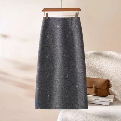 高腰中长款遮肉垂感包臀裙子