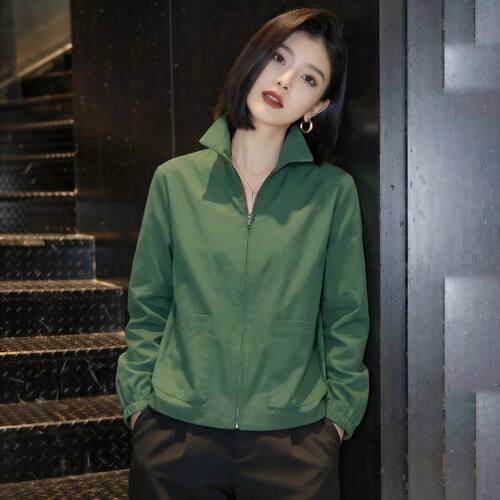 极简风立领拉链外套女长袖宽松