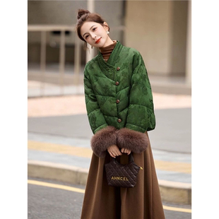 新中式国风羽绒服女2025冬季新款短款巨好看的洋气漂亮毛领厚外套