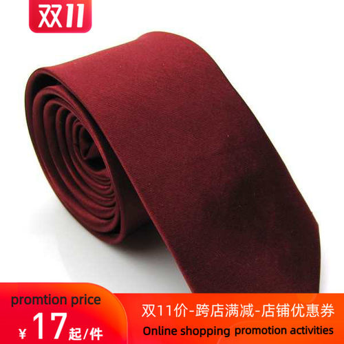 Slim Narrow Black Tie For Men  Casual Arrow Skinny Red Ne