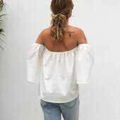 Wrapped Wrap Off Women Collar Sexy Top Shoulder Loose Crop