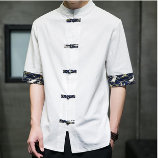 Retro Casual Shirts Men Chinese Traditional Clothing Clothes