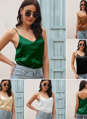 Women's halter waistcoat小吊带背心女露背上衣V领外穿露背2022