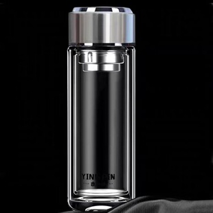 正品水中神双层玻璃杯小巧加厚男水杯便携防爆耐高温高硼硅泡茶杯