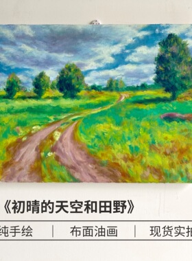 【纯手绘油画】自然风景绿色田野客厅卧室玄关艺术无框挂画装饰画