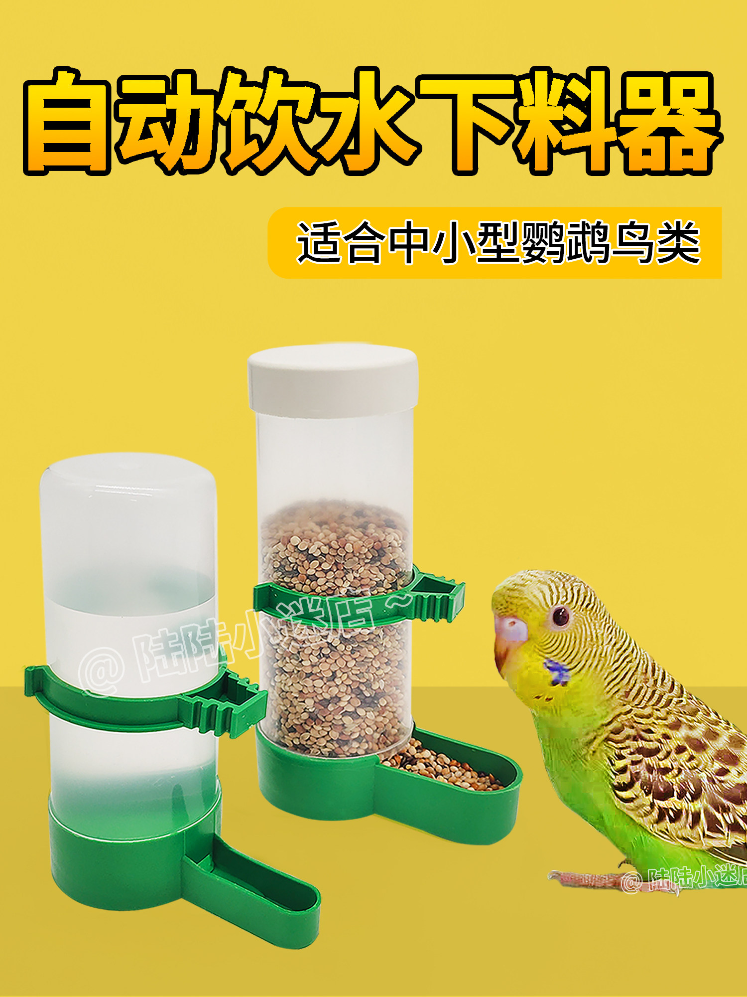 鹦鹉饮水器防溅鸟食盒鹦鹉自动喂食器芦丁鸡喝水壶鸟用食罐下料器