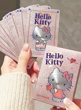 正版hellokity扑克牌高颜值ins可爱凯蒂猫PVC防水游戏纸牌生日礼