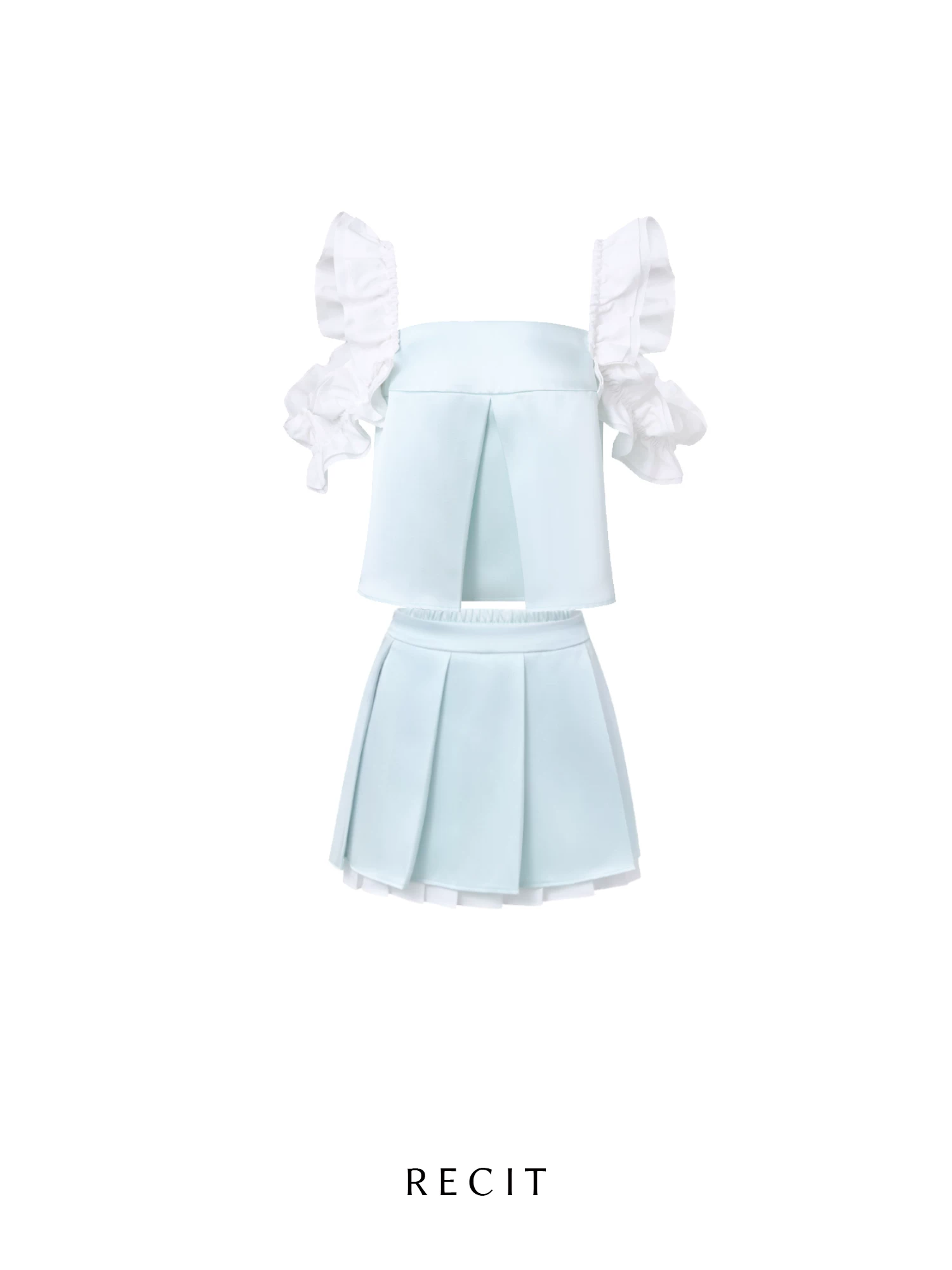Genuine design mint three dimensional vest, pleated skirt, set