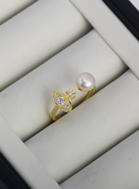 DIY珍珠配件小行星戒指空托