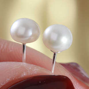 珍珠耳钉足银999纯银耳针素钉耳钉简约时尚耳钉配饰珍珠耳饰