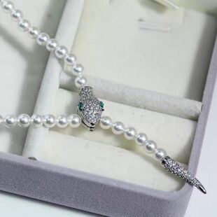DIY珍珠配件新款S925纯银轻奢高级感镶锆灵蛇珍珠项链扣连接搭扣