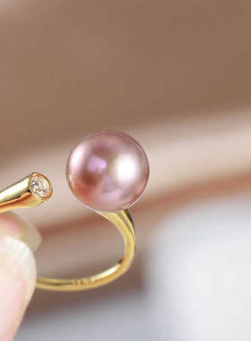 DIYS925纯银珍珠配件戒指新款
