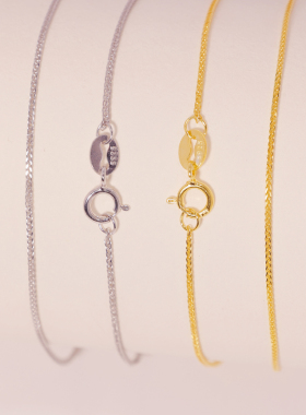 S925纯银四方链粗肖邦链项链