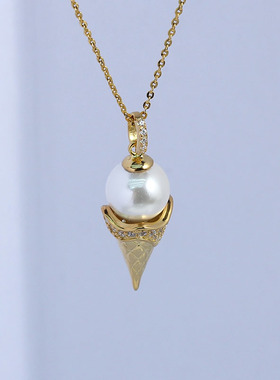 DIY珍珠配件新款S925纯银吊坠