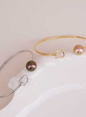 新款S925银精致手镯空托