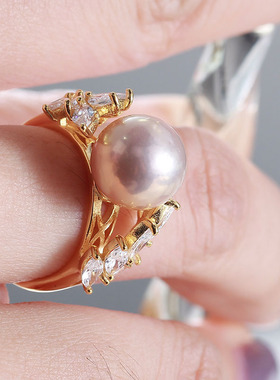 S925纯银法式温柔珍珠戒指配饰