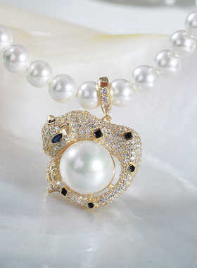 S925纯银DIY动物镶钻珍珠配件