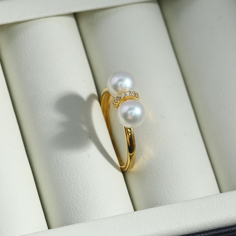 S925纯银时尚简约双珠戒指空托