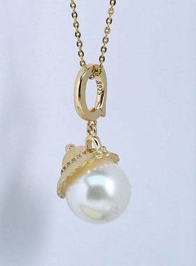 DIY珍珠配件新款S925纯银尖头小帽子吊坠空托时尚甜美可爱百搭F