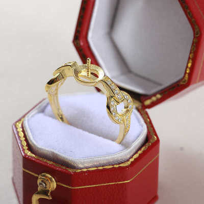 S925纯银简约新款DIY戒指空托