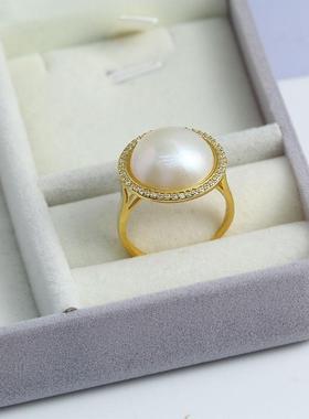 DIY珍珠配件S925纯银戒指