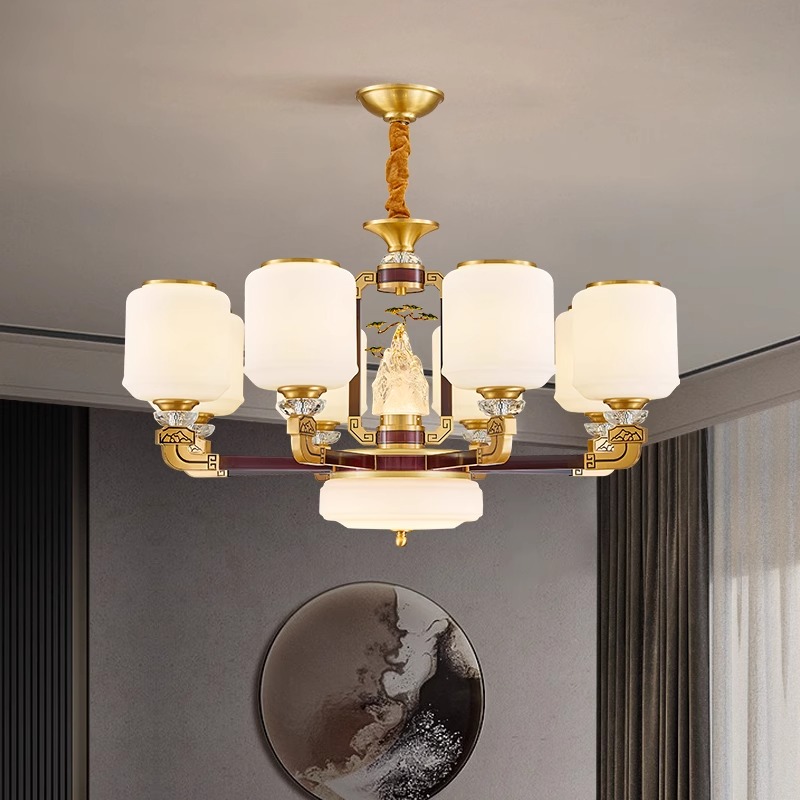 全铜新中式客厅灯别墅大