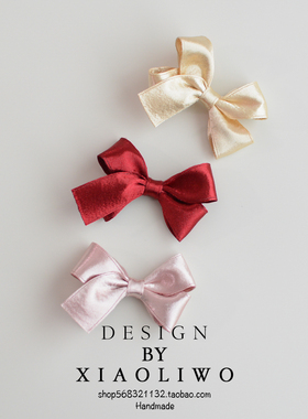 儿童发饰金属质感复古发夹公主风蝴蝶结发卡边夹全包边刘海鸭嘴夹